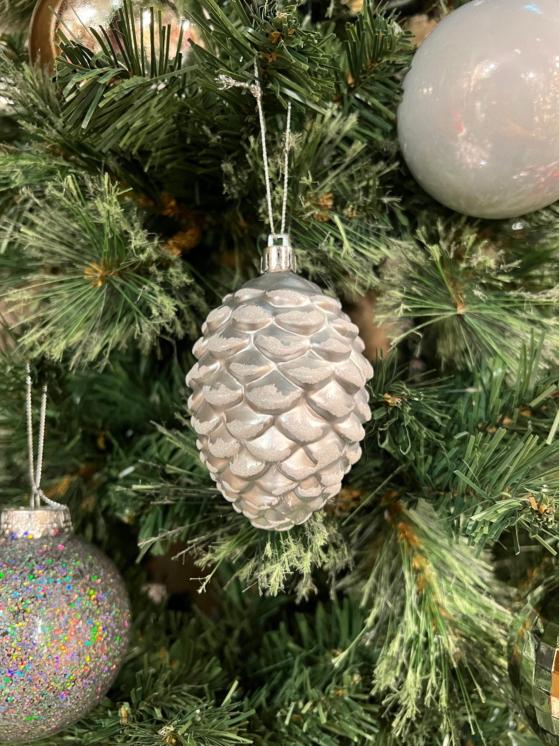 100mm Shiny & Matte Pinecone Ornament - Set of 4