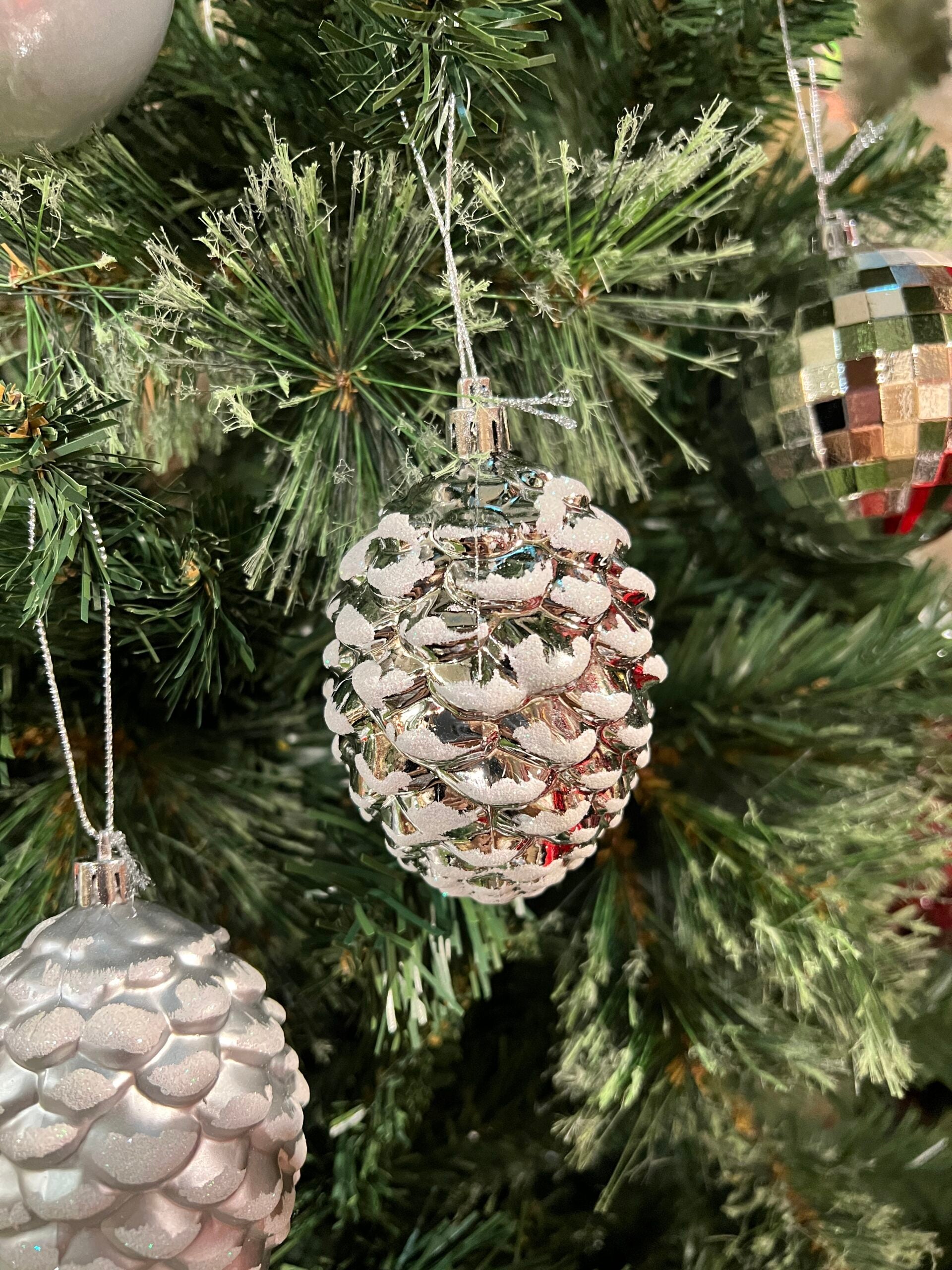 100mm Shiny & Matte Pinecone Ornament - Set of 4