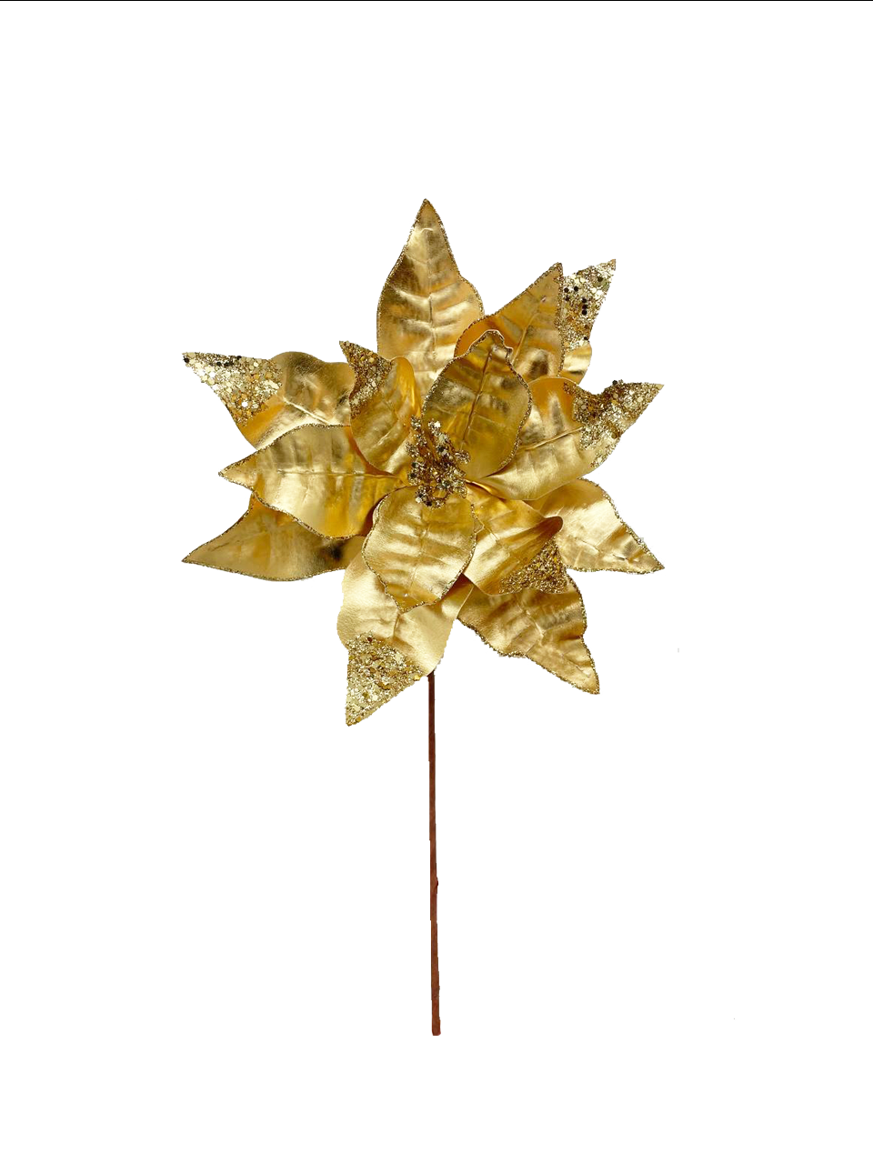 Glitter Poinsettia Spray Gold