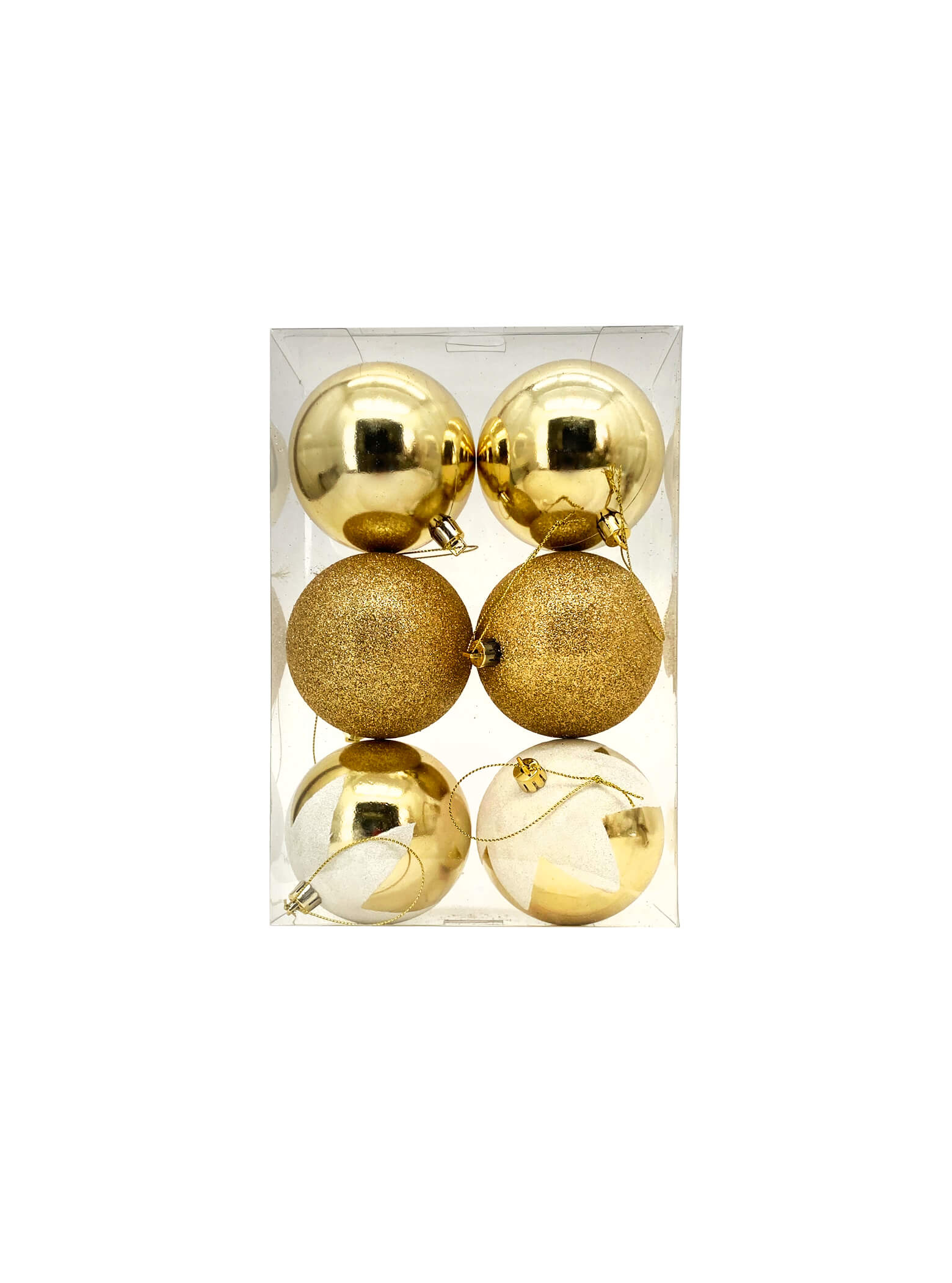 Gold baubles - 80mm - Set of 6