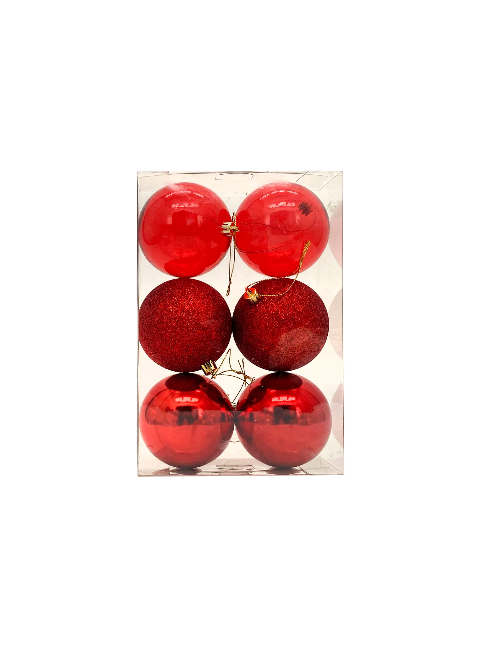 Red baubles - 80mm - Set of 6
