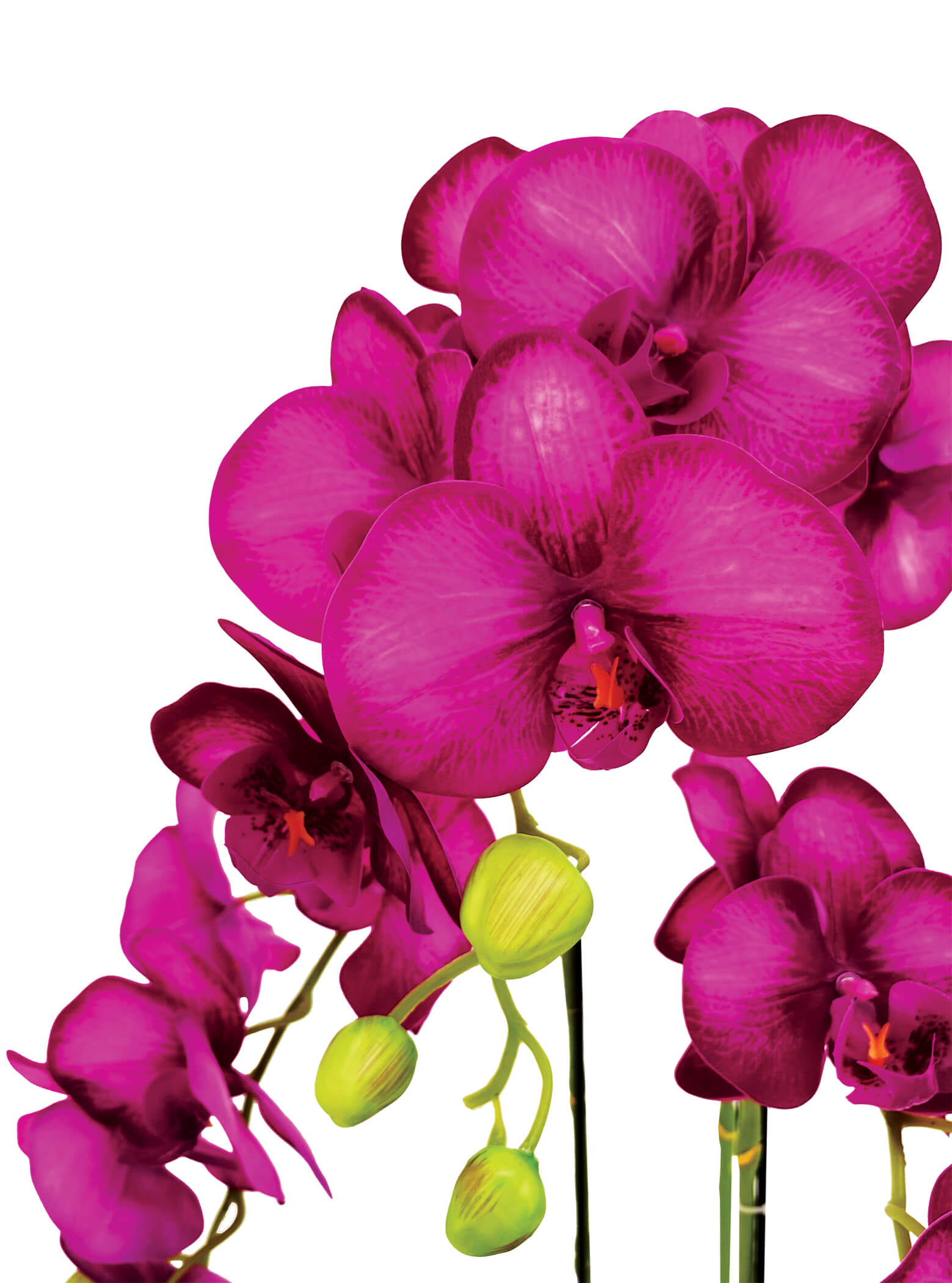 Artificial Plant - 3 Stalk Potted Fuchsia Orchid