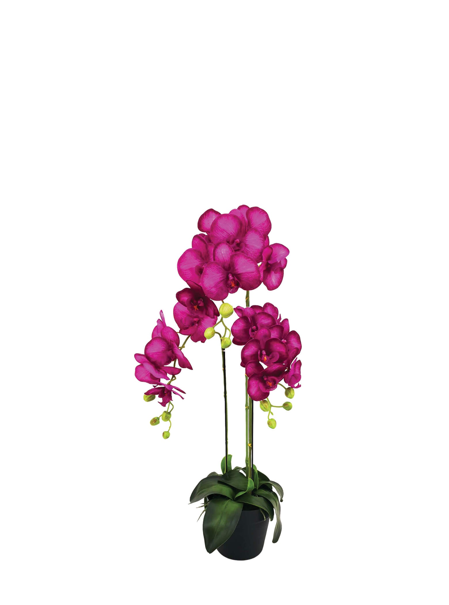 Artificial Plant - 3 Stalk Potted Fuchsia Orchid