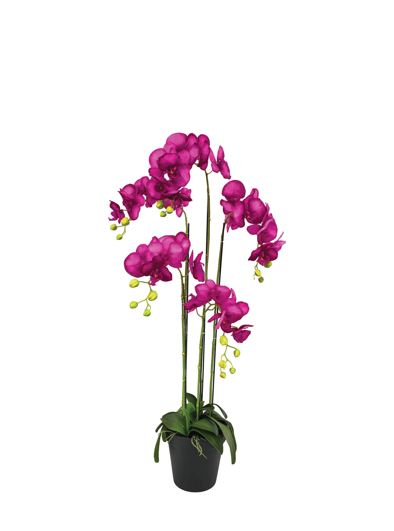 Artificial Plant - 5 Stalk Potted Fuchsia Orchid