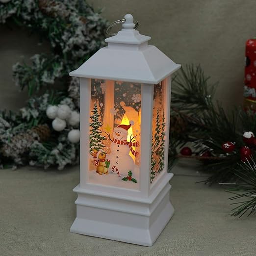 20cm Christmas Hurricane Lamp - White