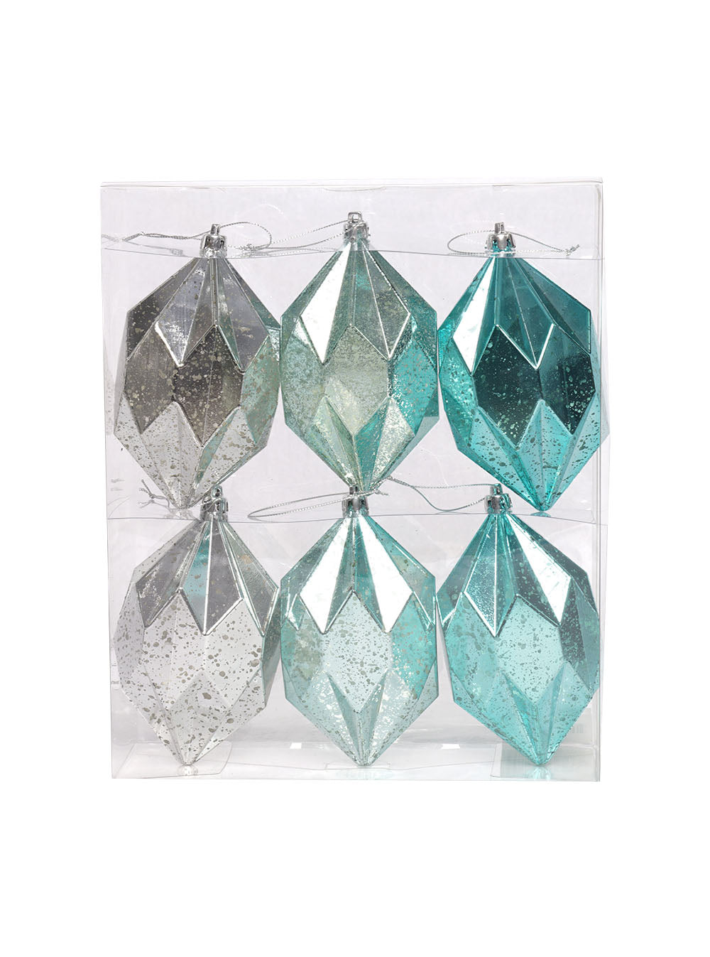 Mercury Finished Finial in Silver, Mint, Blue