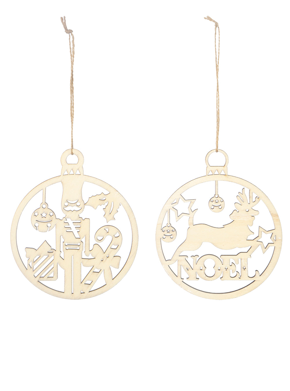 2D Round Wooden Toy Soldier & Noel - Set of 2