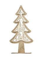 Set of 2 - 2D Wooden Christmas Tree Table Decor