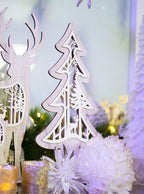 Set of 2 - 2D Wooden Christmas Tree Table Decor