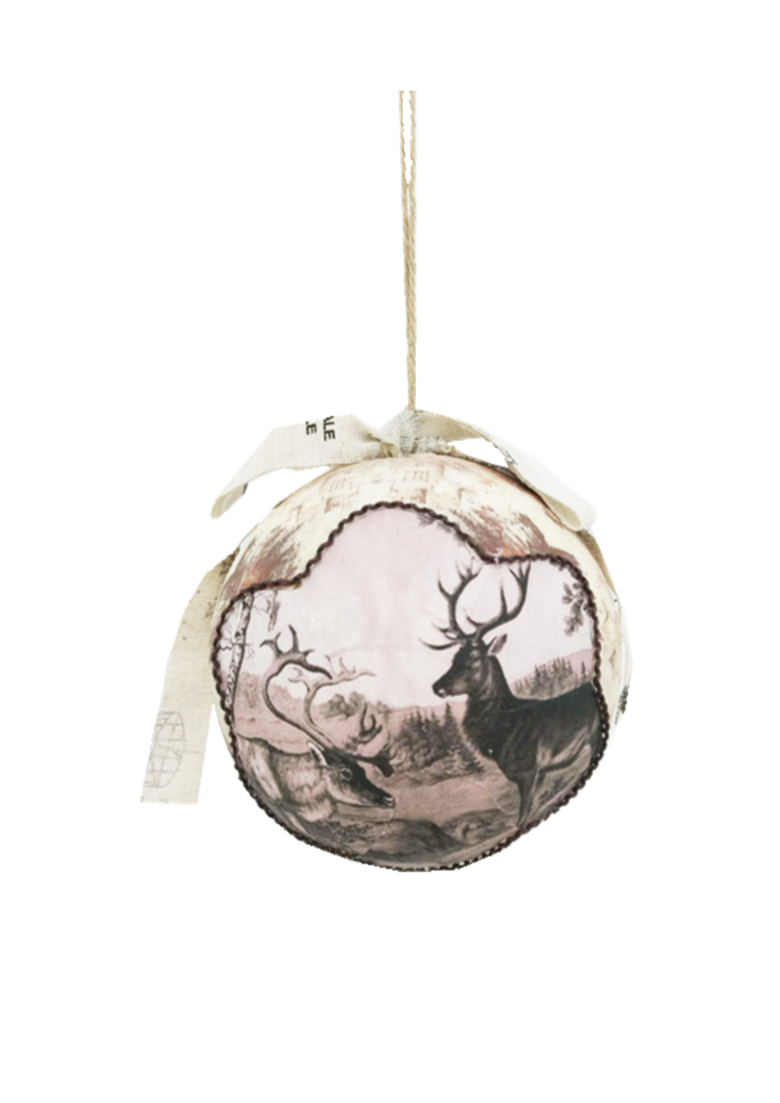 Paper Ball Ornament Deer Print - Set of 4