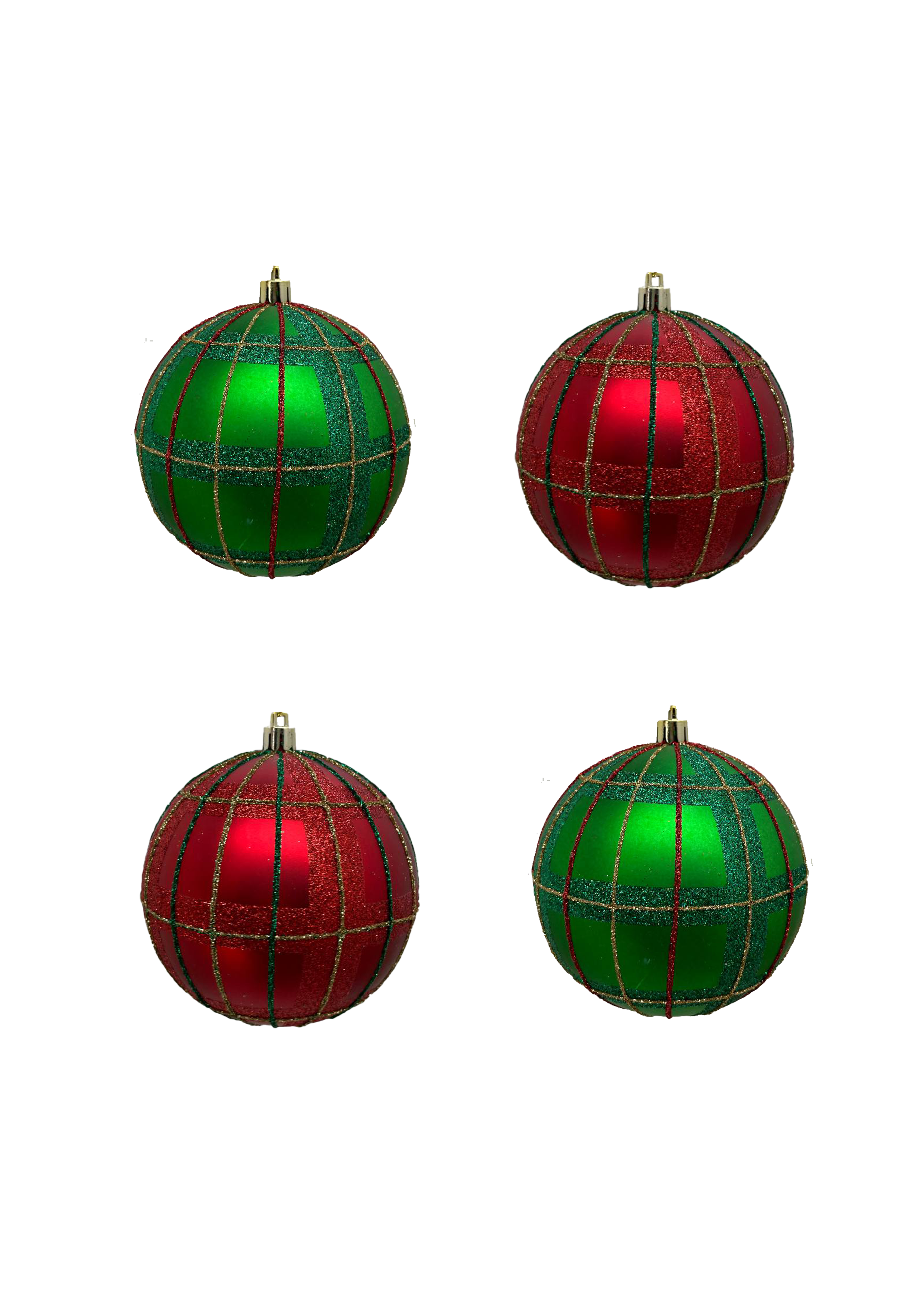 100mm Red and Green Bauble Set - Set of 4