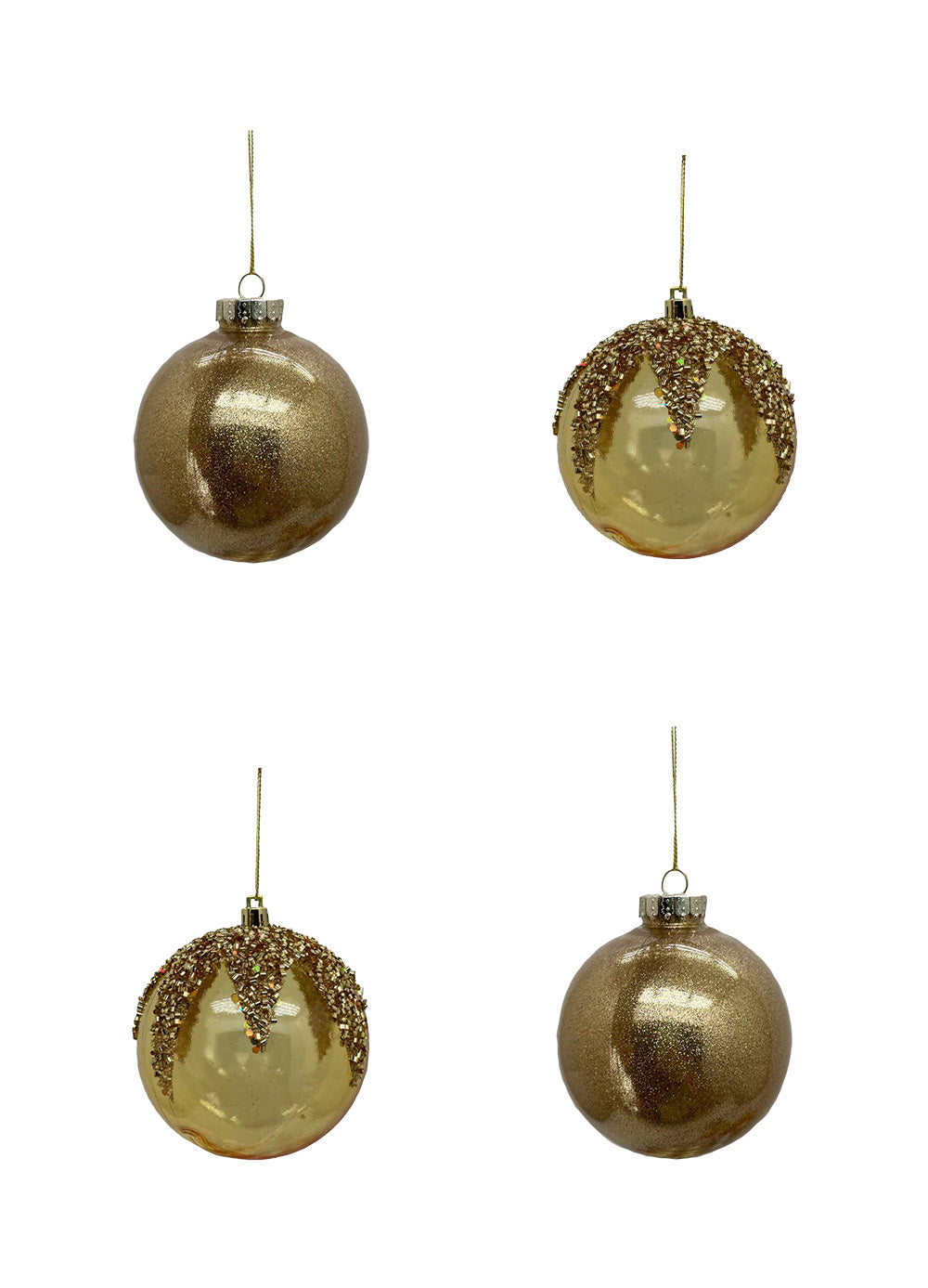 100mm Gold Bauble Set - Set of 4