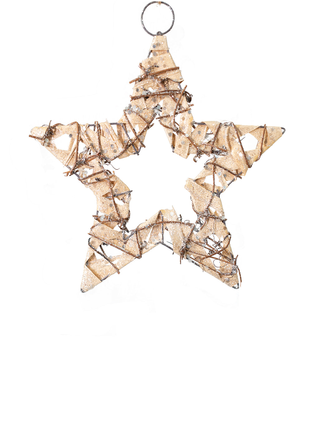 20cm Champagne Hanging Rattan Star - Set of 4