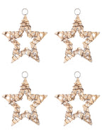 20cm Champagne Hanging Rattan Star - Set of 4