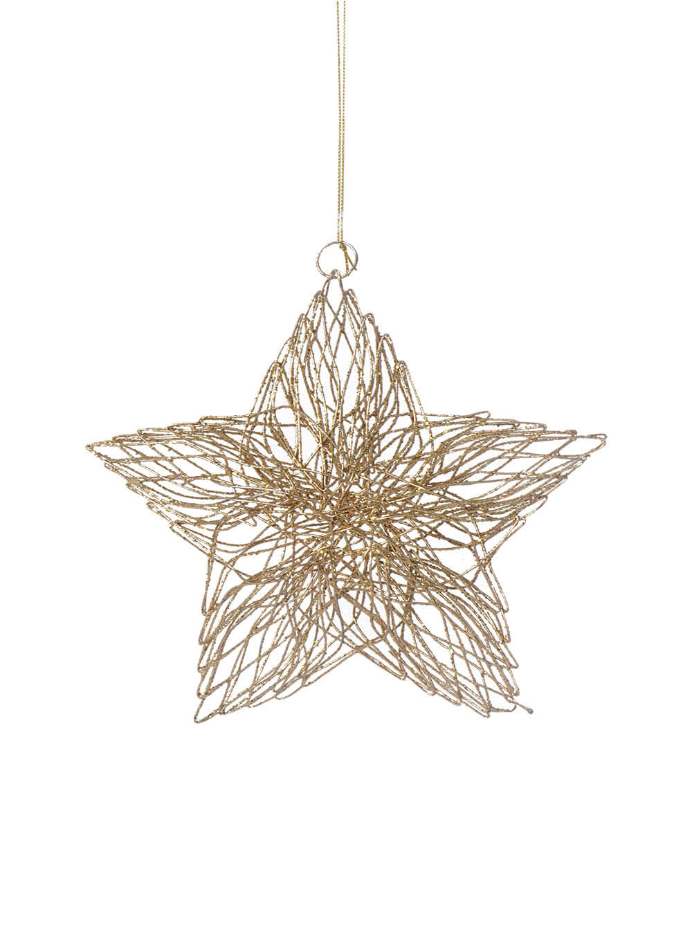 20cm Gold Metal Hanging Star - Set of 2