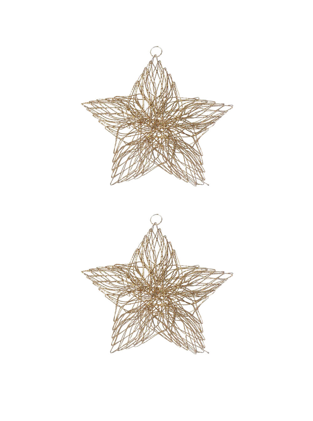 20cm Gold Metal Hanging Star - Set of 2