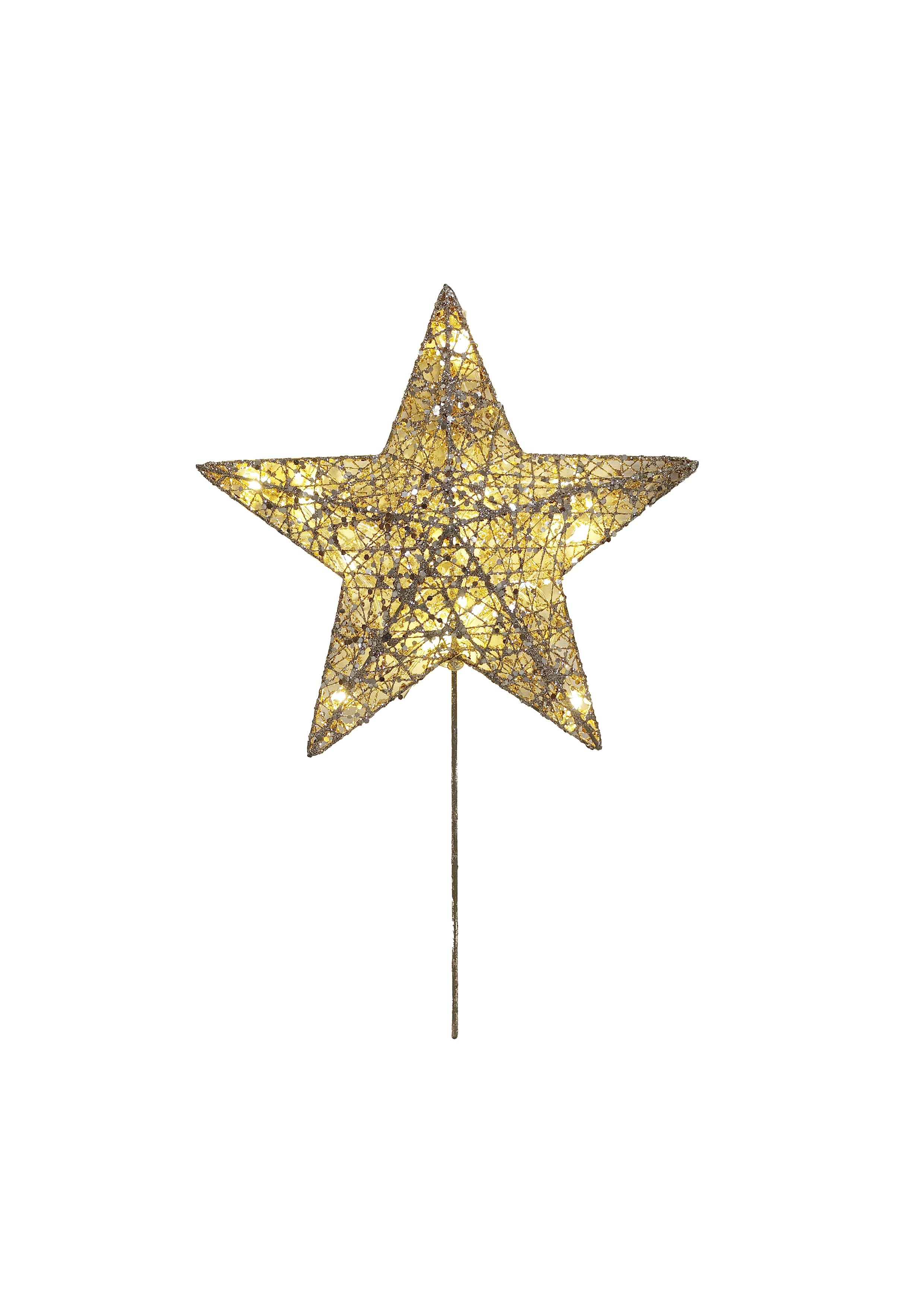 Tree Topper Star w Lights Champagne