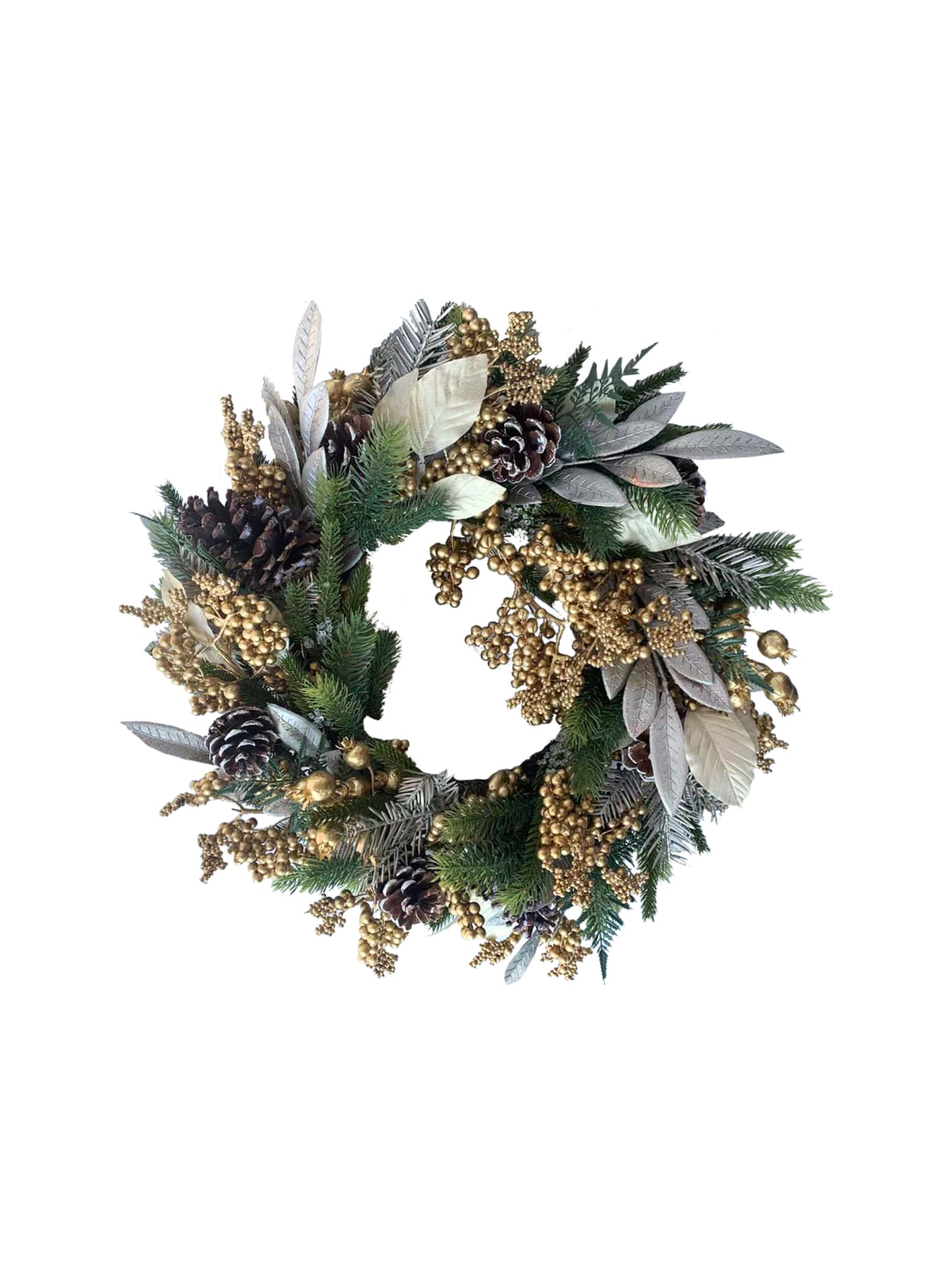 Gold Berries Leaf Pine Wreath