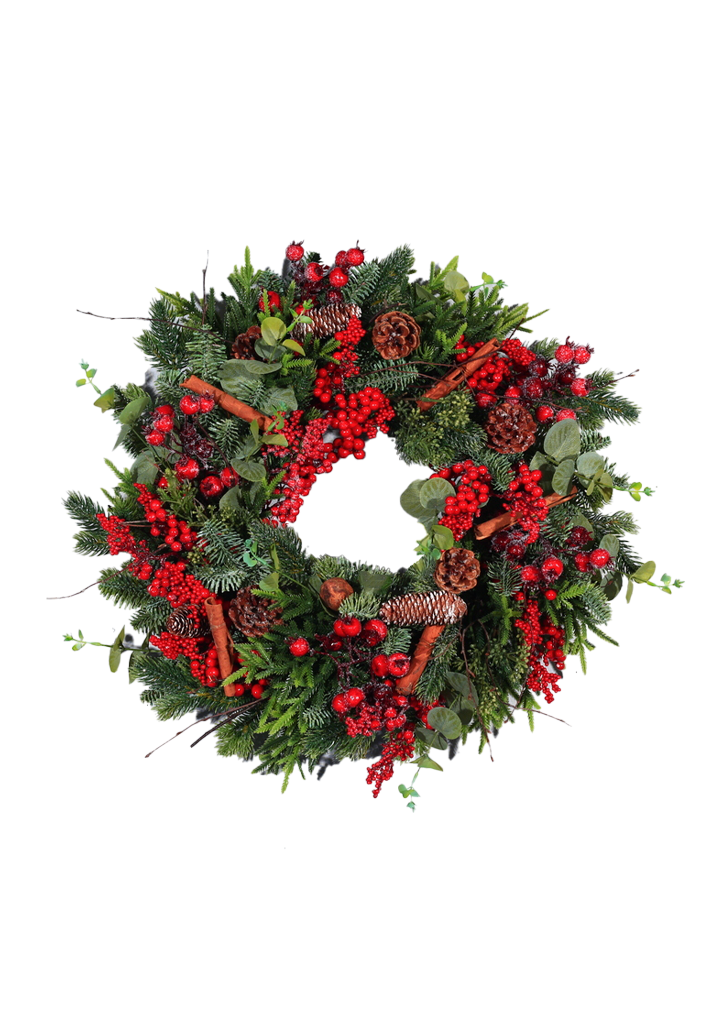 Mixed Pine &amp; Berry w Cinnamon Wreath
