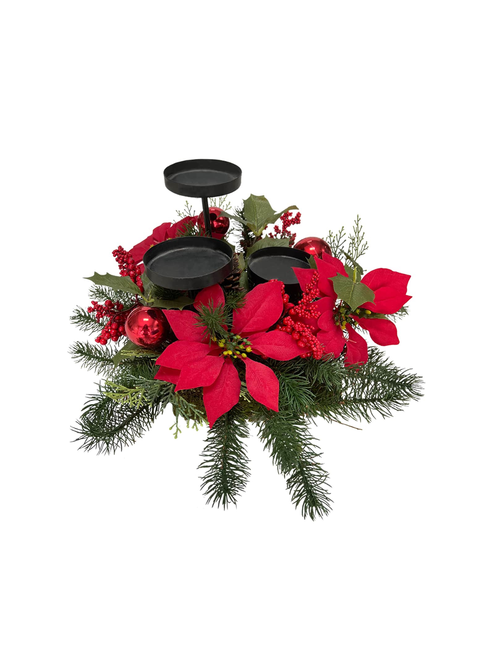 3 Stand Candle Holder - Red