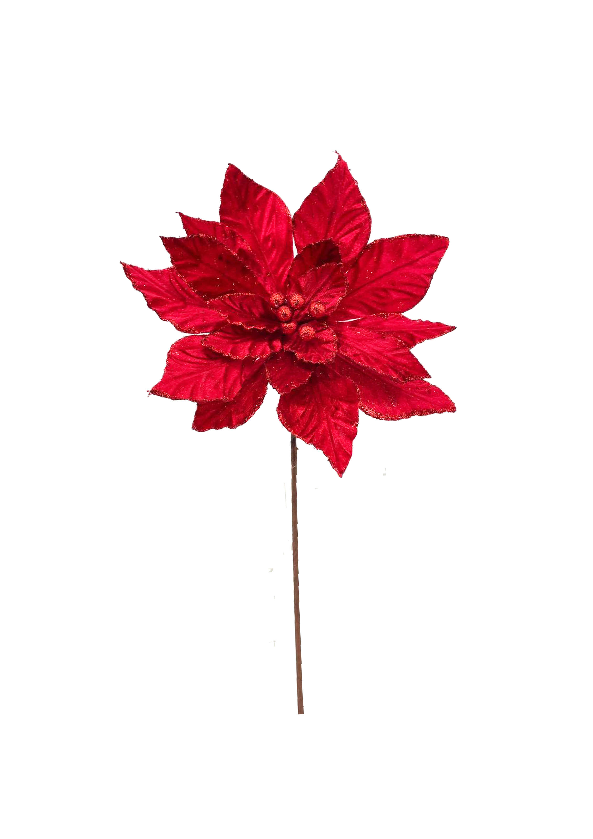 Poinsettia Spray Red Glitter