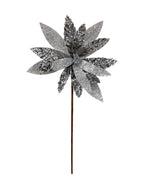 Poinsettia Spray - Silver Glitter & Sequin