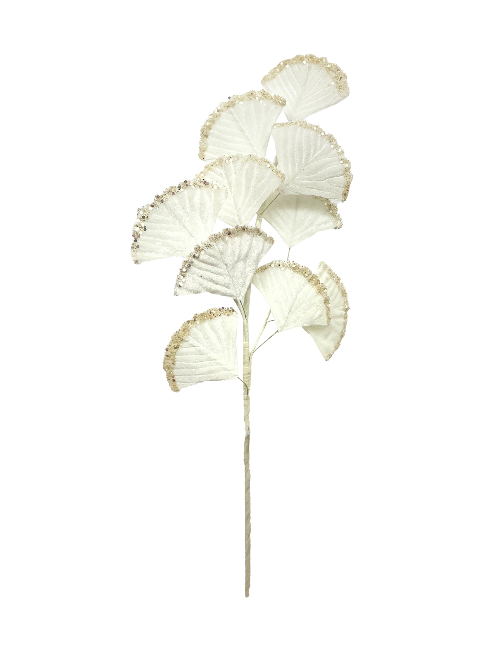 Fan Leaves Spray Ivory Off-White - Set of 4*