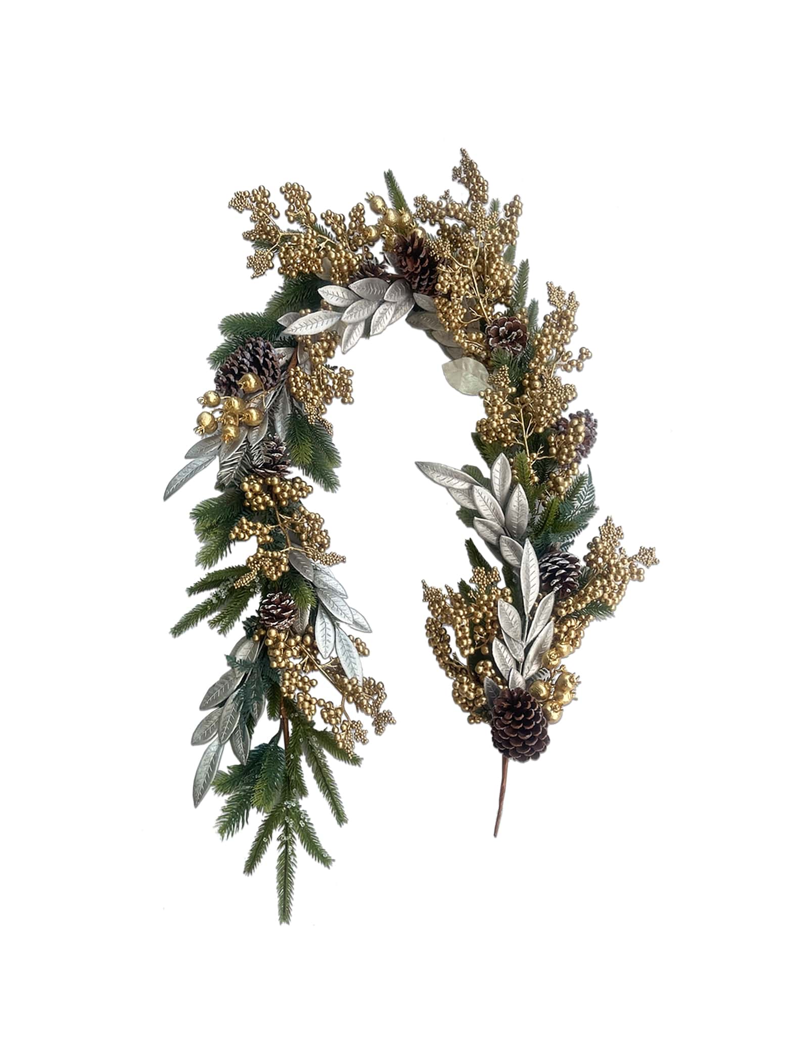 Gold Berries & Leaf Pine Garland