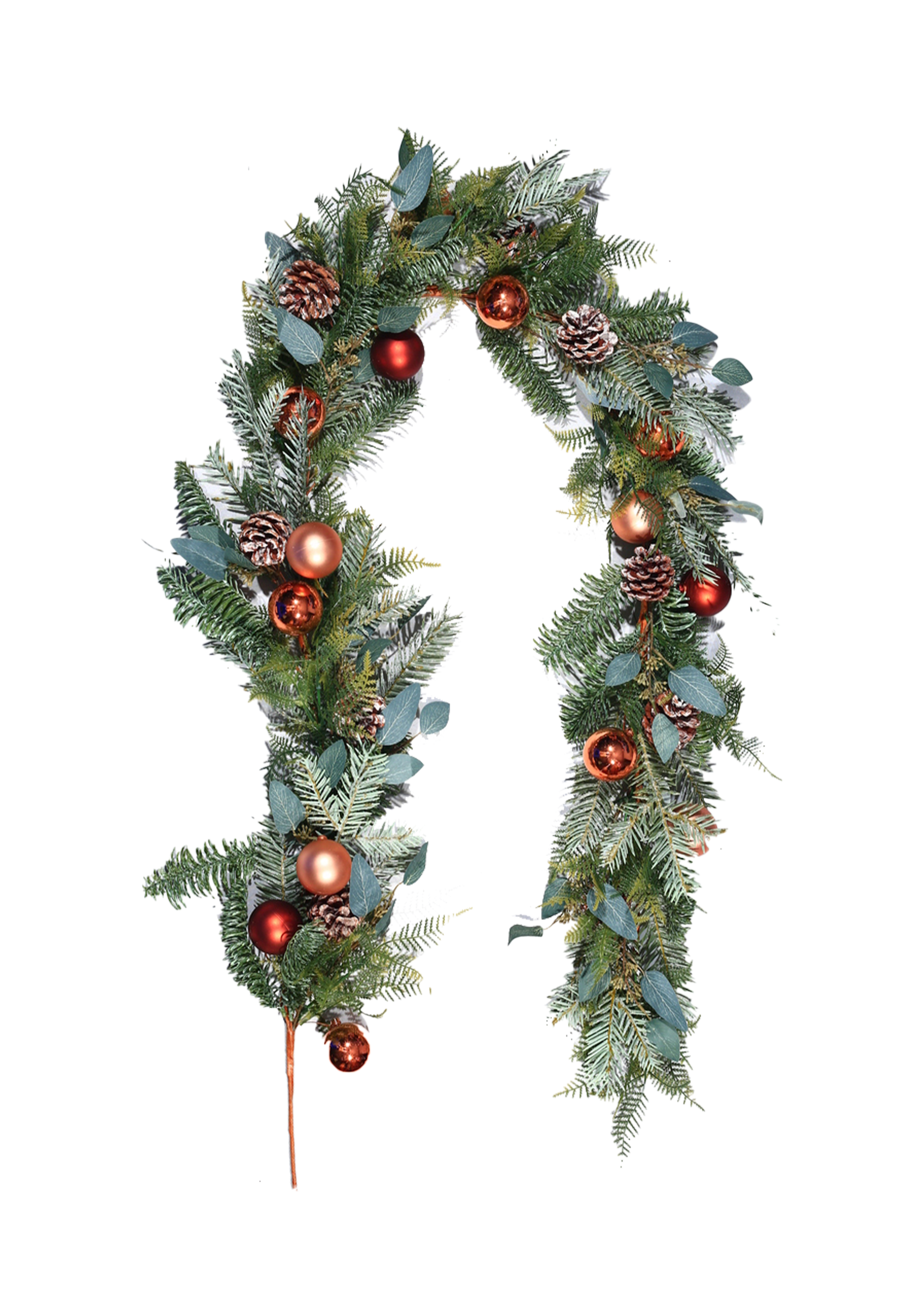 Bauble Leaf Pine Garland Copper