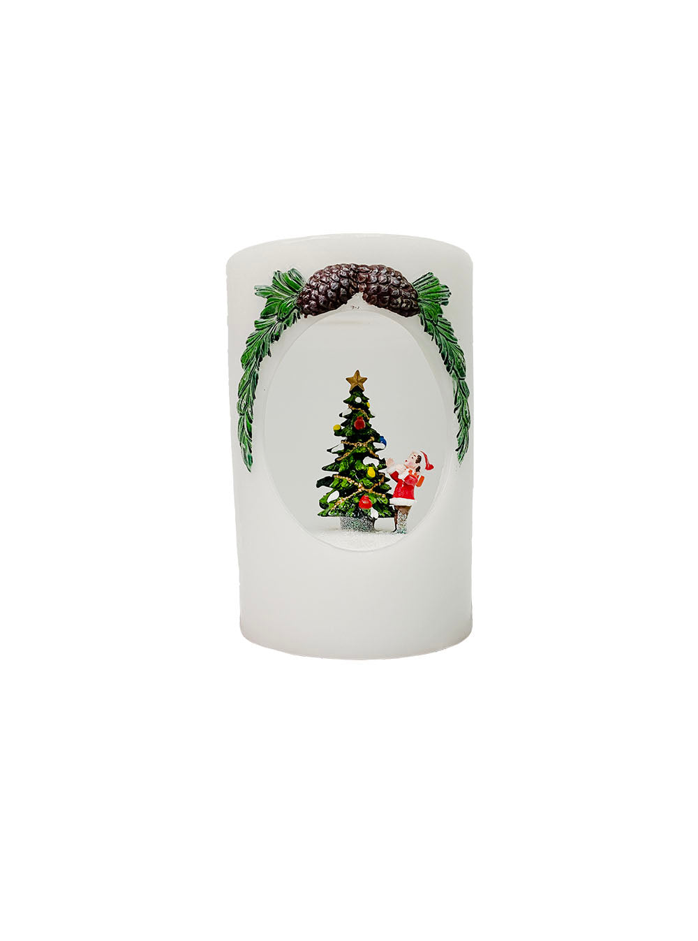 Round Candle in Multi-Colour - Christmas Tree