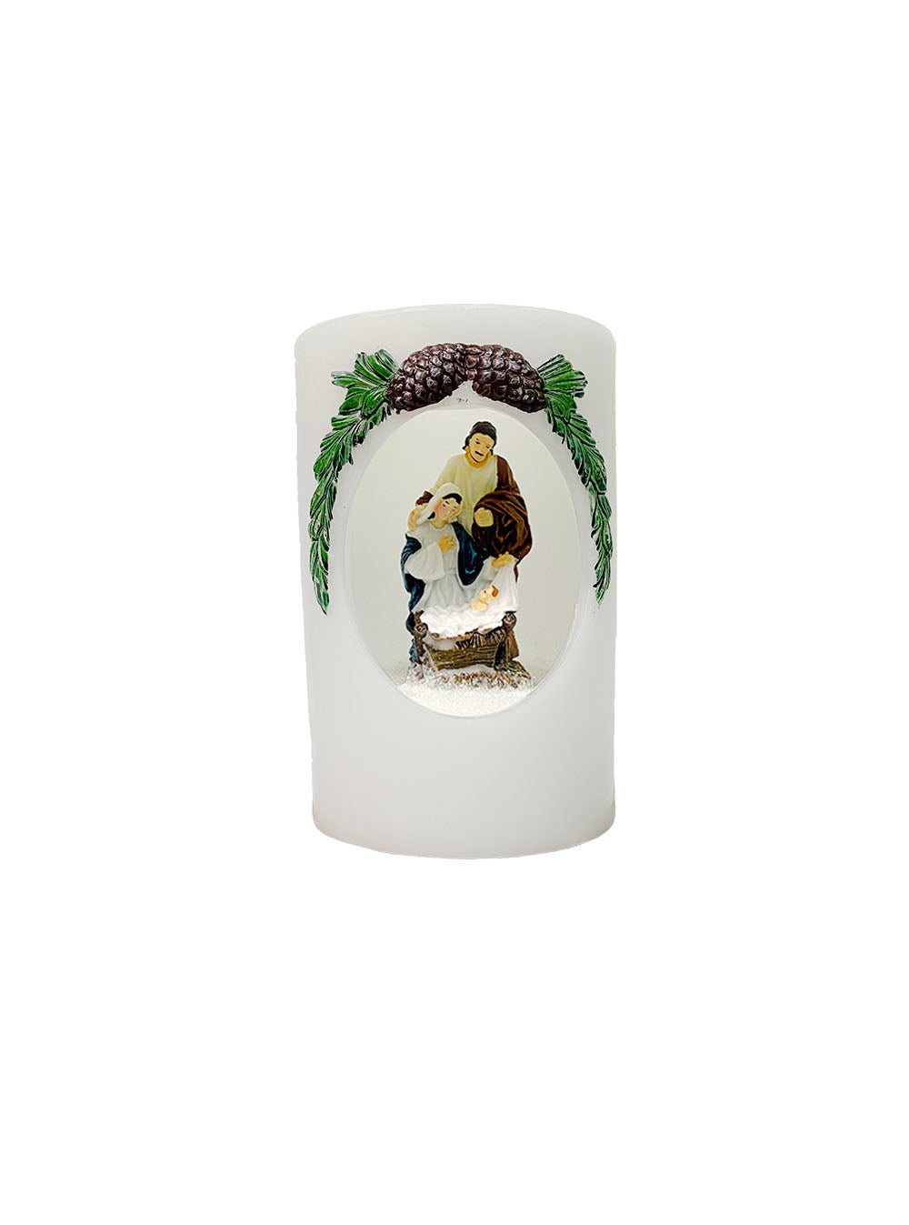 Round Candle in Multi-Colour - Nativity