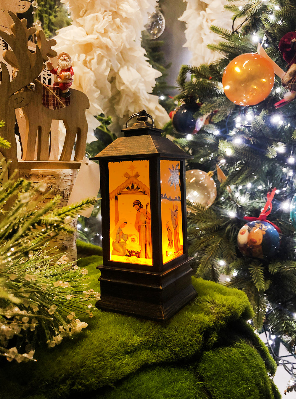 Christmas Hurricane Lamp - Red