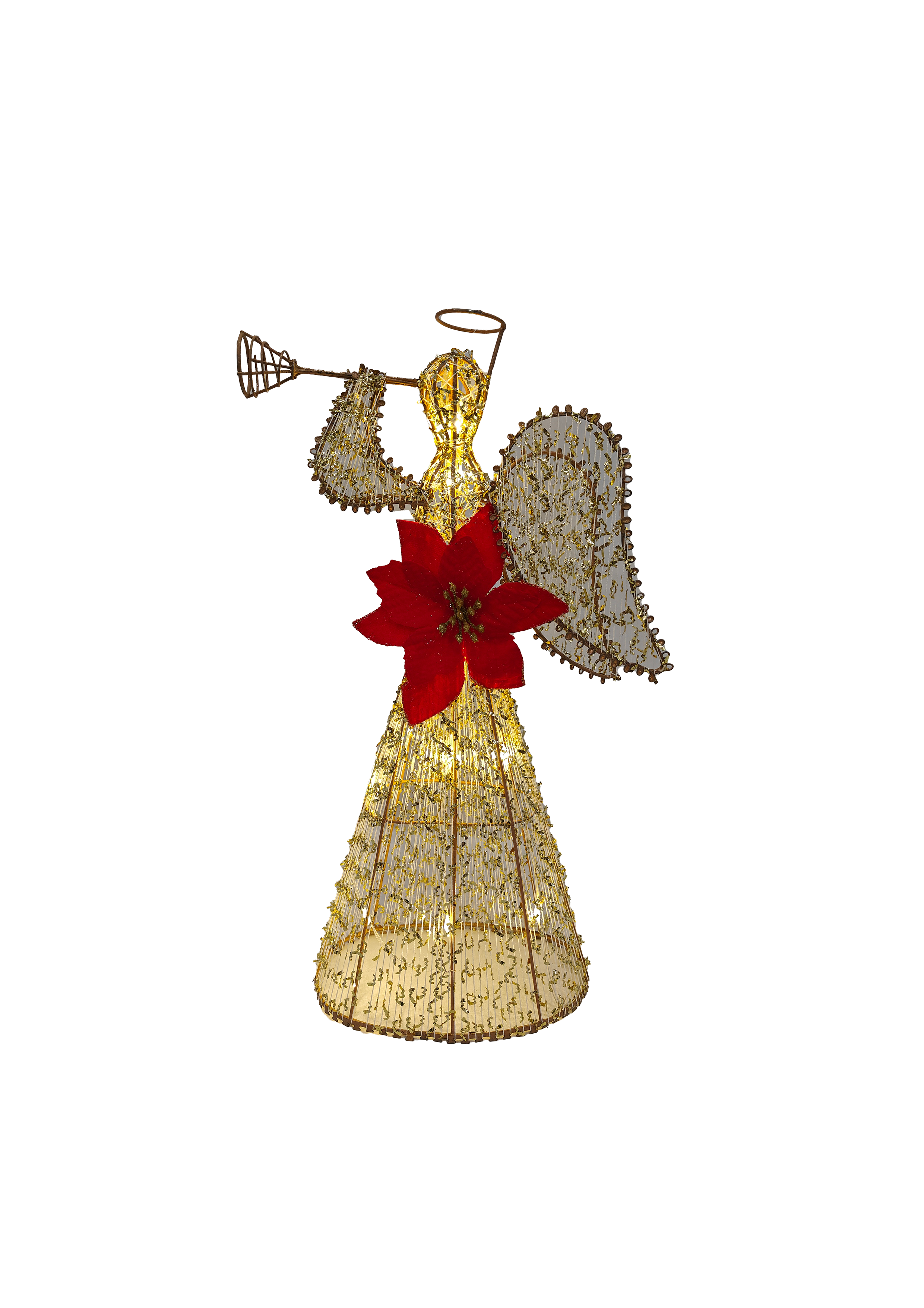 40cm Standing Angel w/ Trumpet Gold