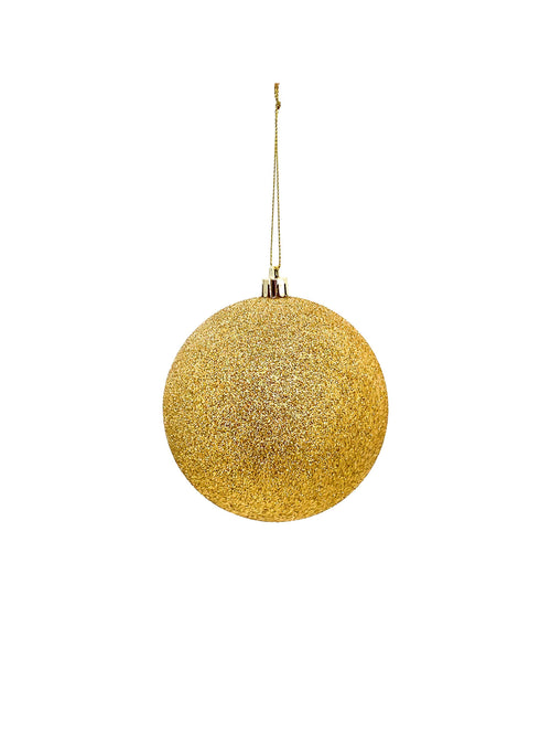 100mm Glitter Gold Bauble - Set of 4