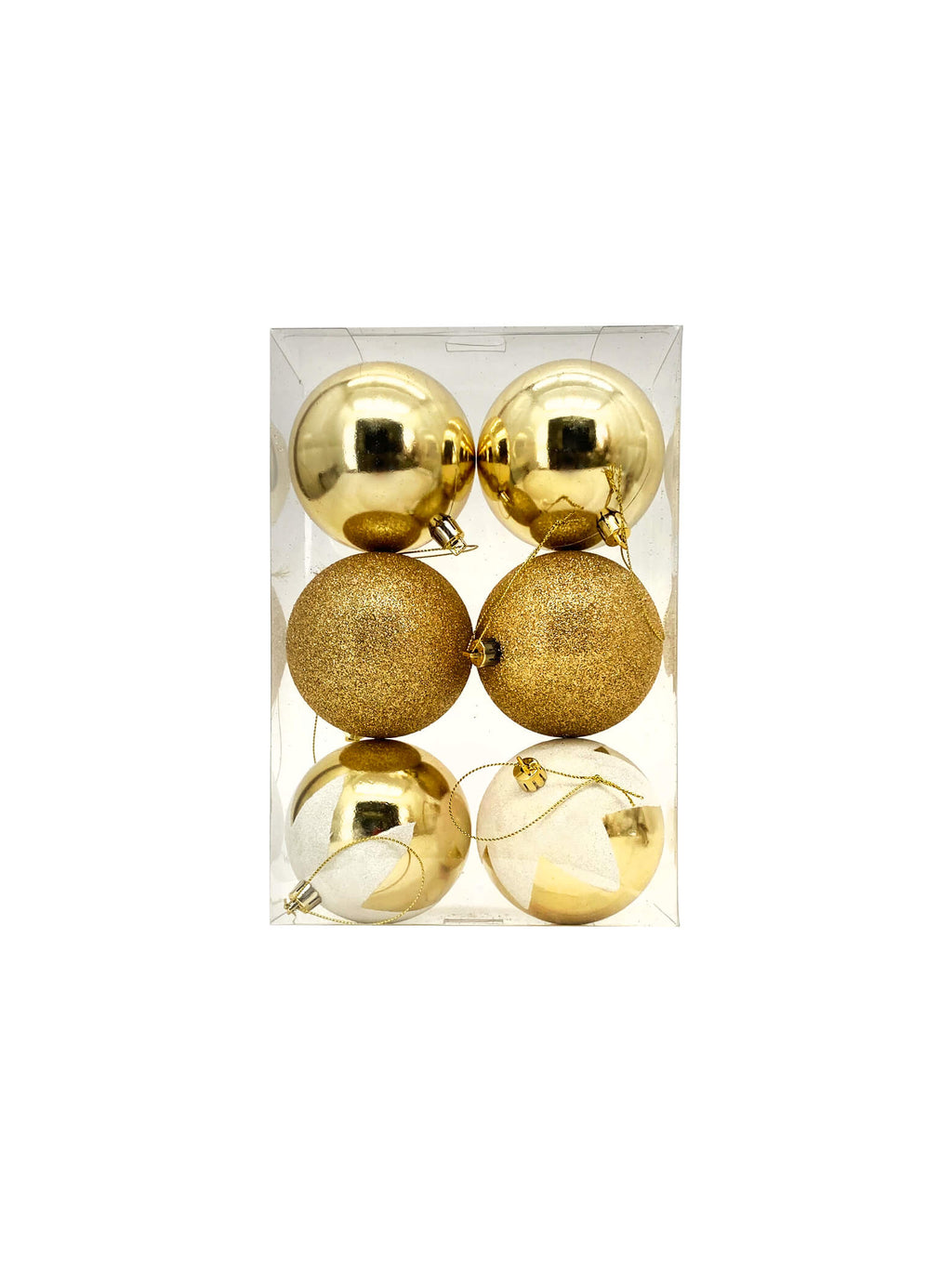 Gold baubles - 80mm - Set of 6