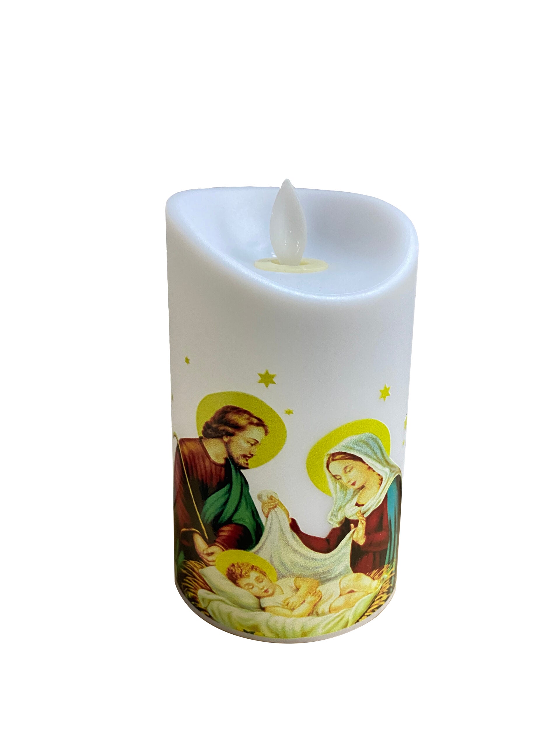 Round Candle - Mary, Joseph &amp; Baby Jesus