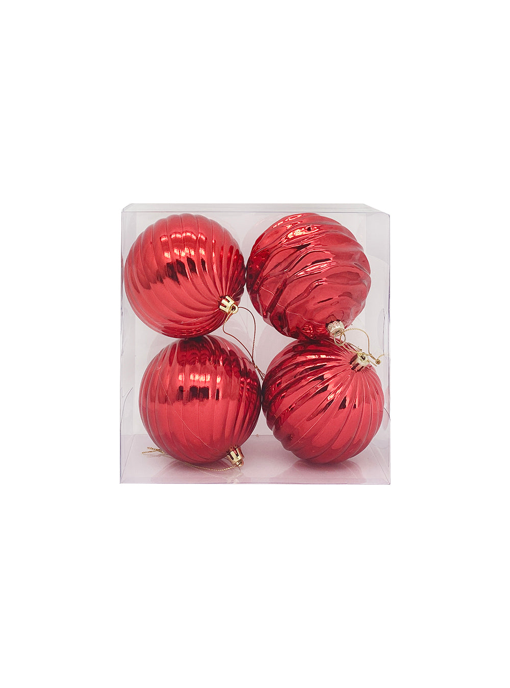 Shiny Red Bauble - 100mm  - Set of 4