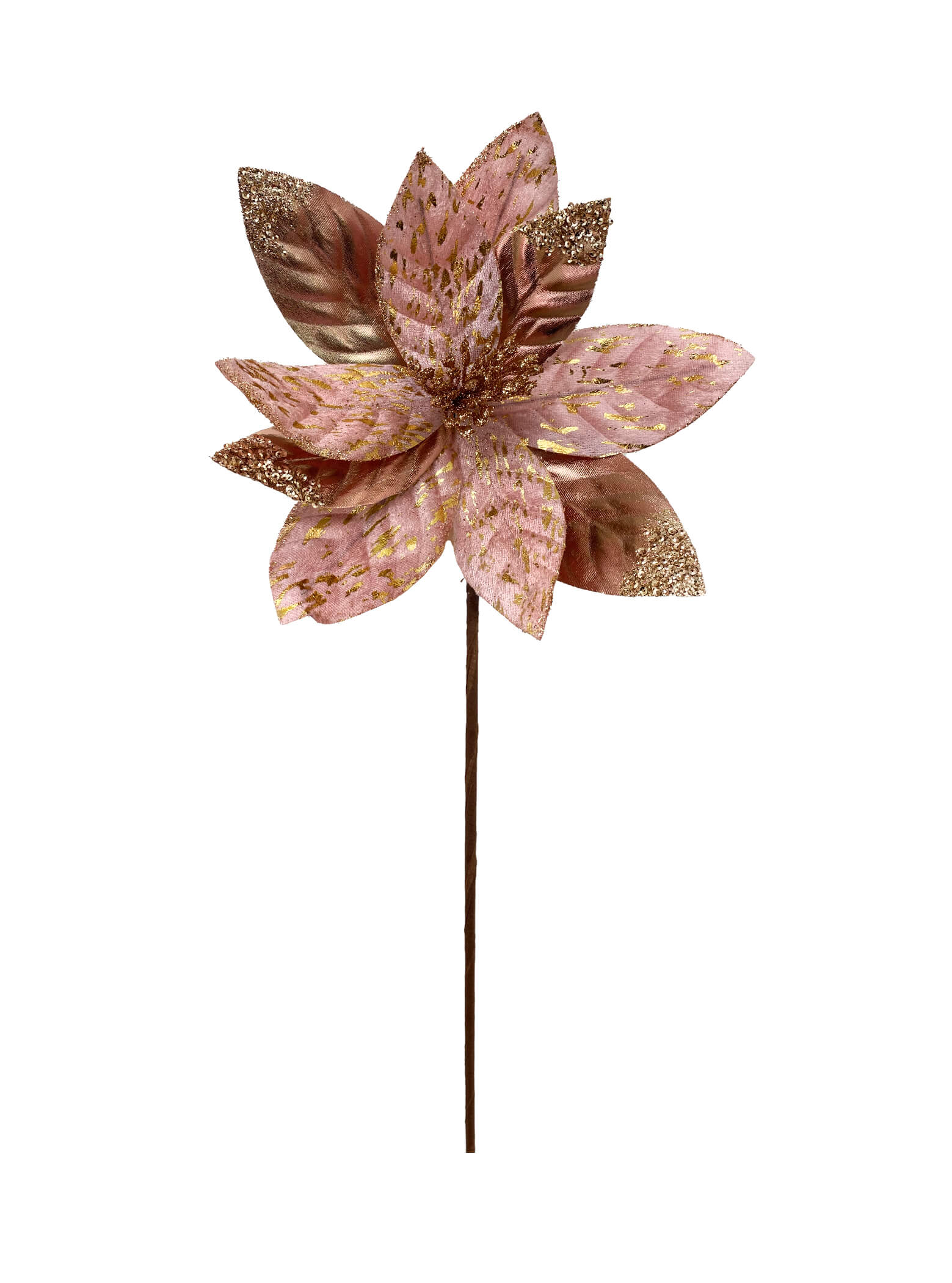 Poinsettia Spray - Rose Gold w. Sequin