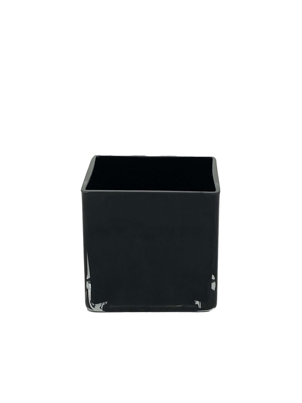 Black Square Glass Pot - 10cm