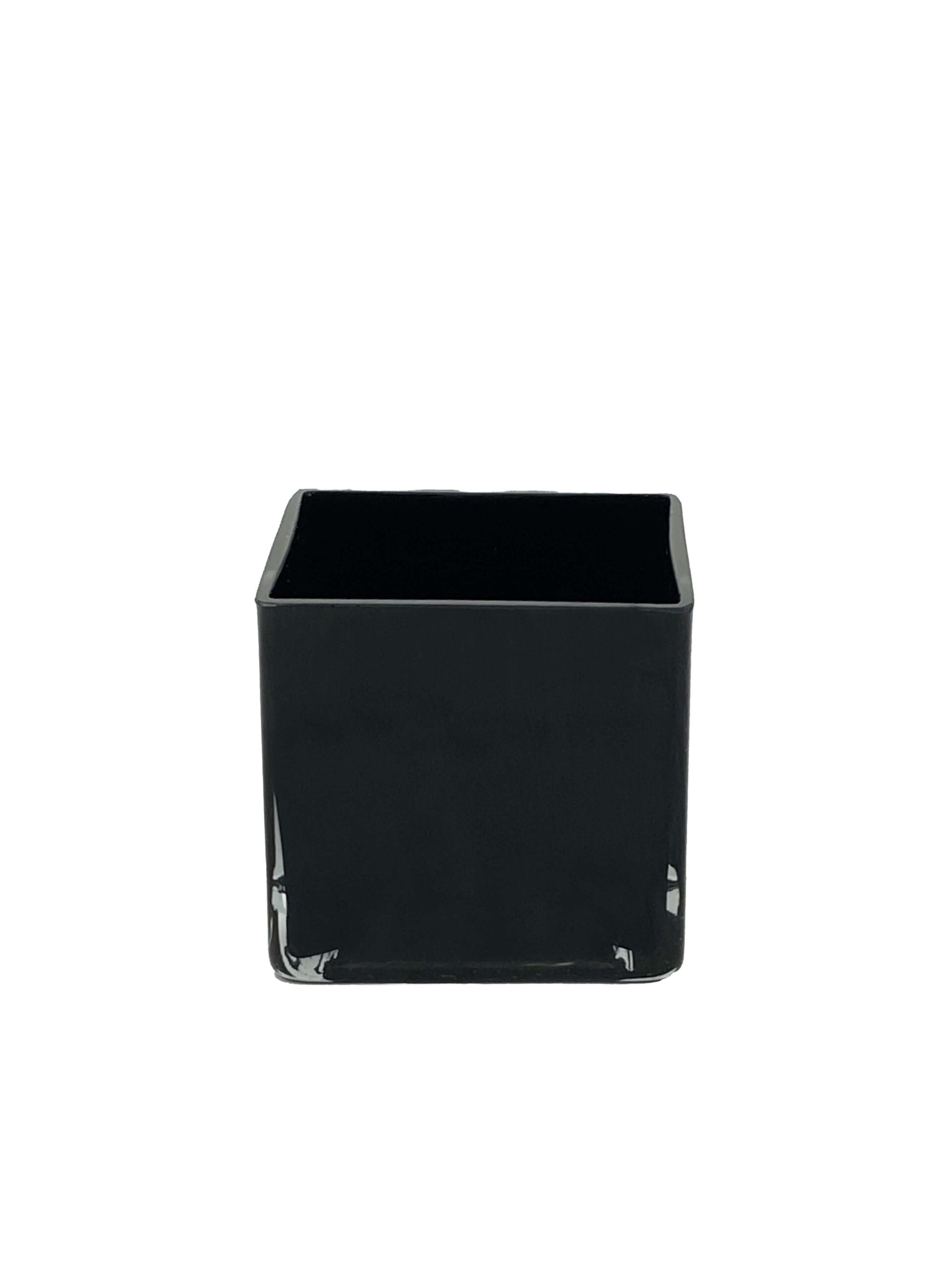 Black Square Glass Pot - 10cm