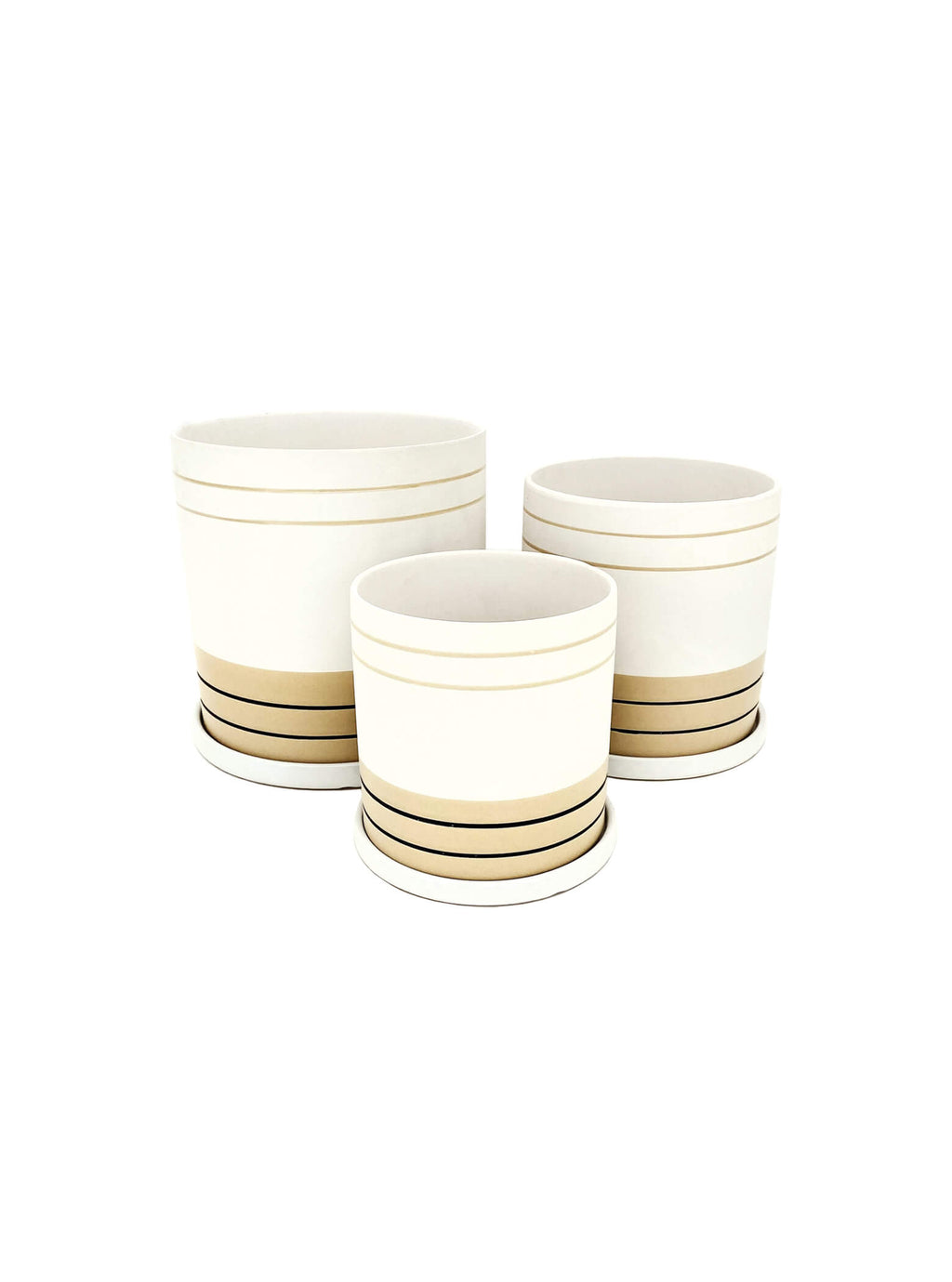 Ceramic Pot 2 Tone White/Yellow - 3 Sizes