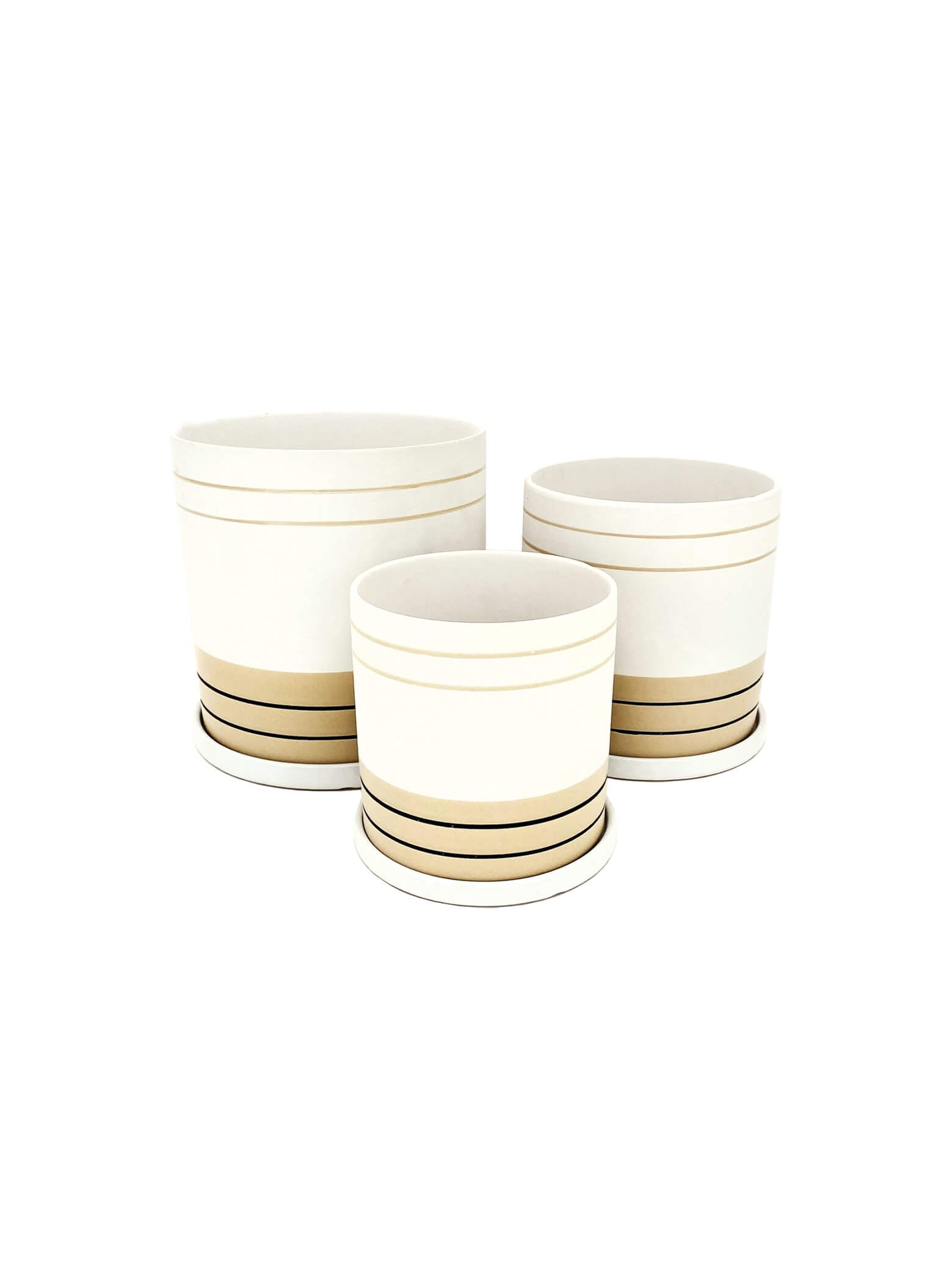 Ceramic Pot 2 Tone White/Yellow - 3 Sizes