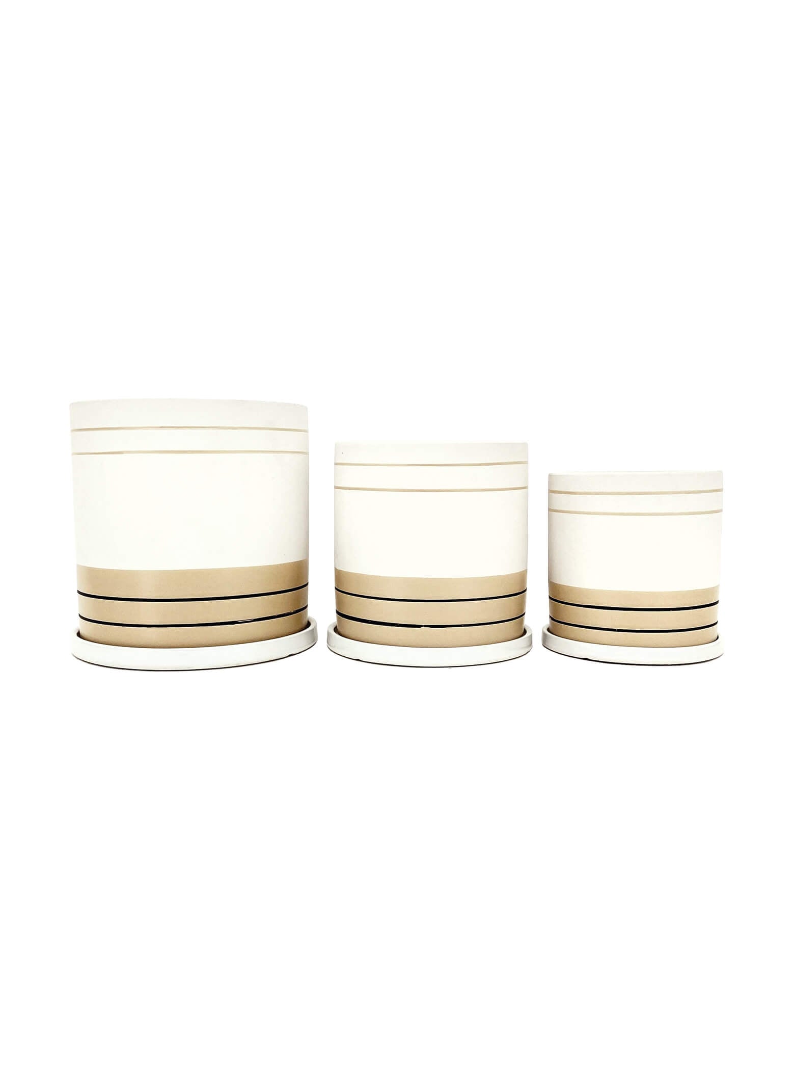 Ceramic Pot 2 Tone White/Yellow - 3 Sizes