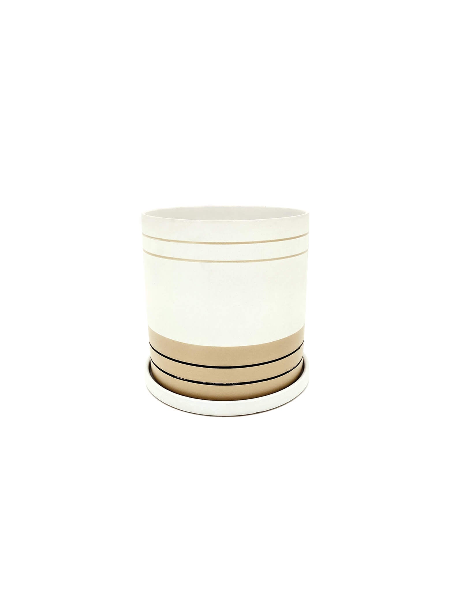 Ceramic Pot 2 Tone White/Yellow - 3 Sizes