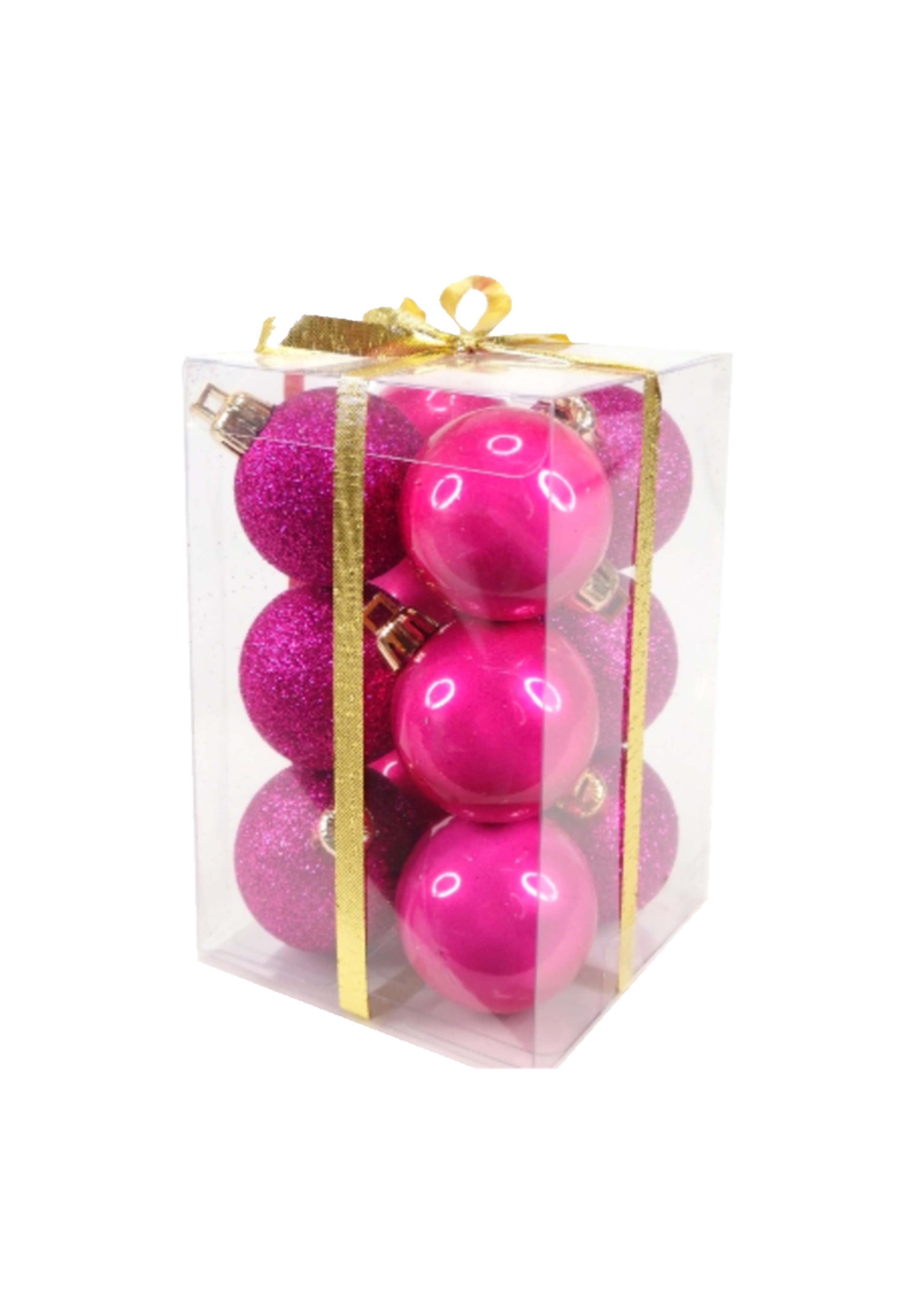 40mm Gold / Red Magic Glitter Ball - Set of 12