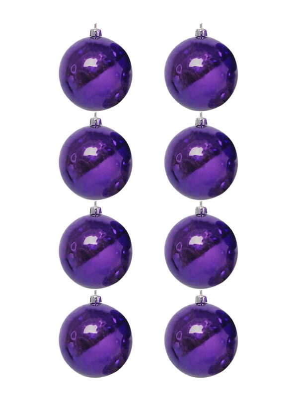 Purple Shiny Bauble Set of 8