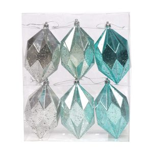 Mercury Finished Finial in Silver, Mint, Blue
