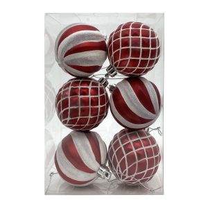 Red & White Bauble Set