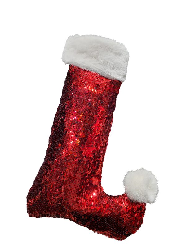 POLLYANNA CHRISTMAS Sequined Red Hanging Sock
