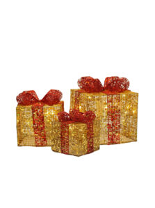 Yellow Square Christmas Gift boxes with Lights (Pollyanna)